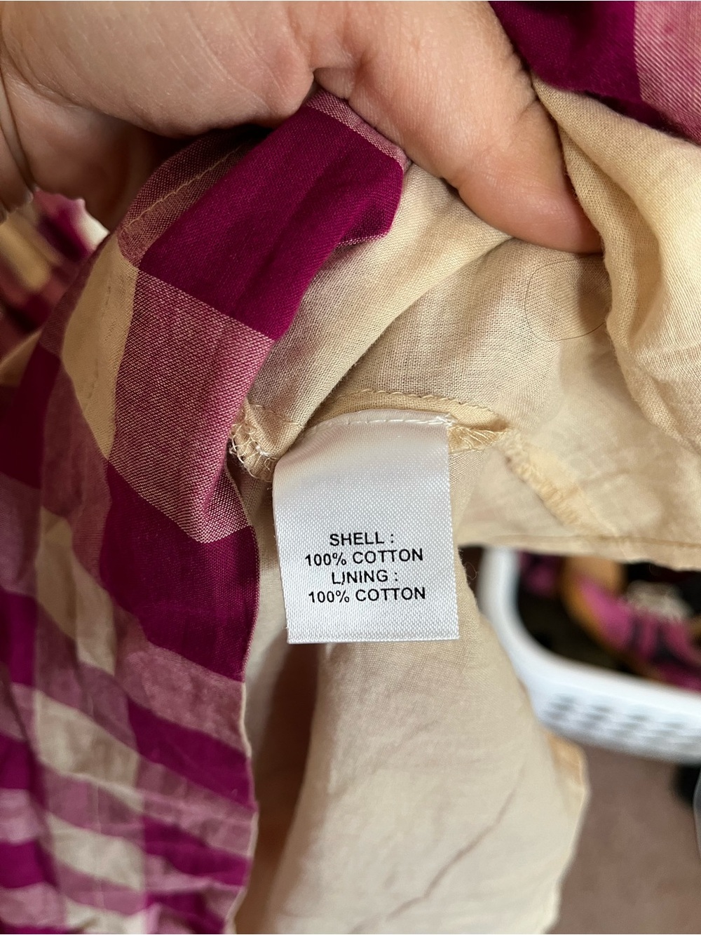 Anthropologie Pink and Cream Gingham Midi Dress with Waist Tie - Picture 4 of 5